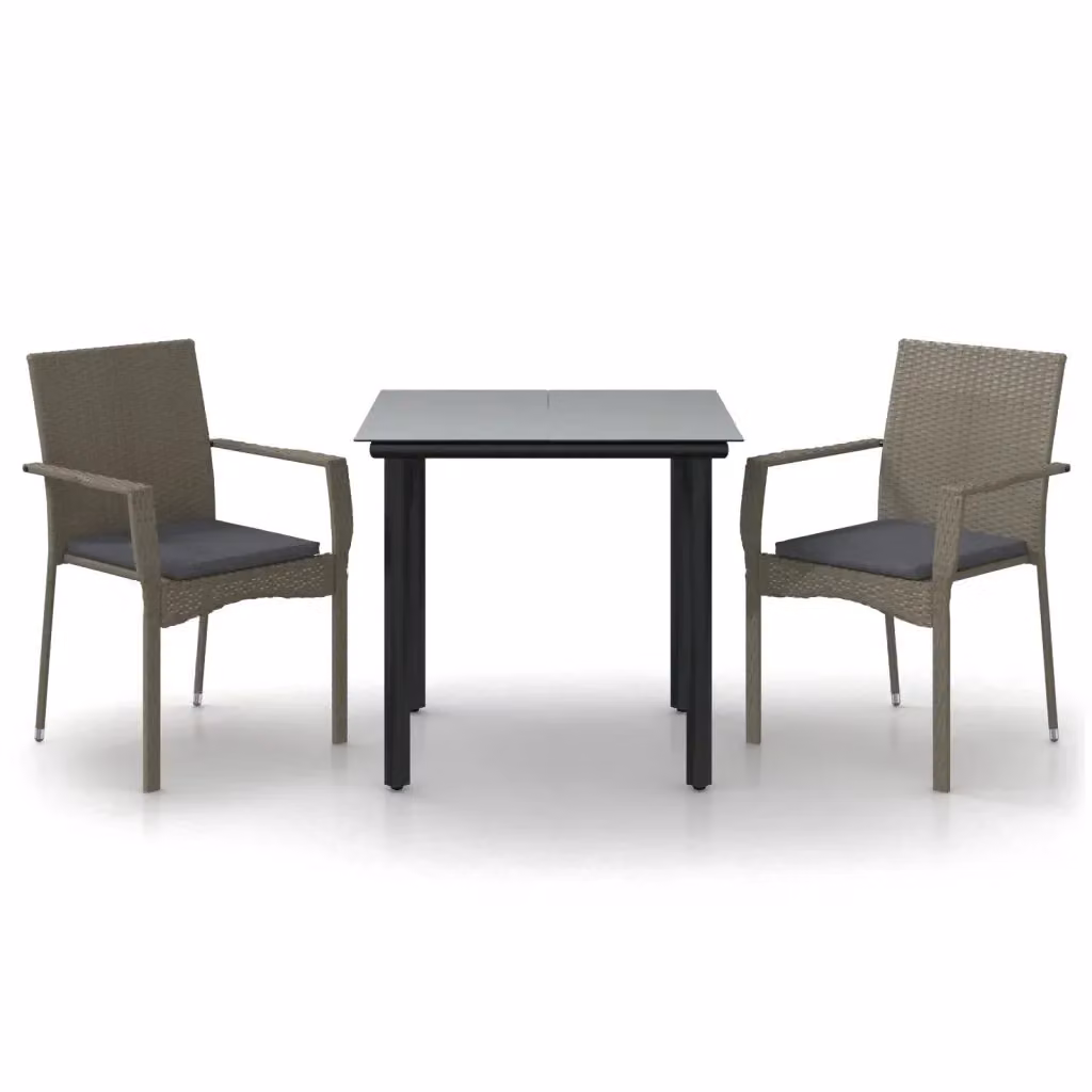 Set Salotto da Giardino Moderno vidaXL in Polyrattan con Cuscini Nero e Grigio