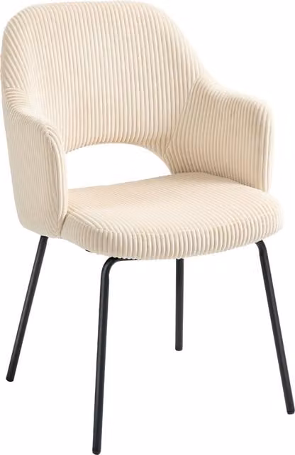 Sedia da pranzo moderna HOMCOM con rivestimento in velluto a coste beige e gambe in metallo, design ergonomico a conchiglia