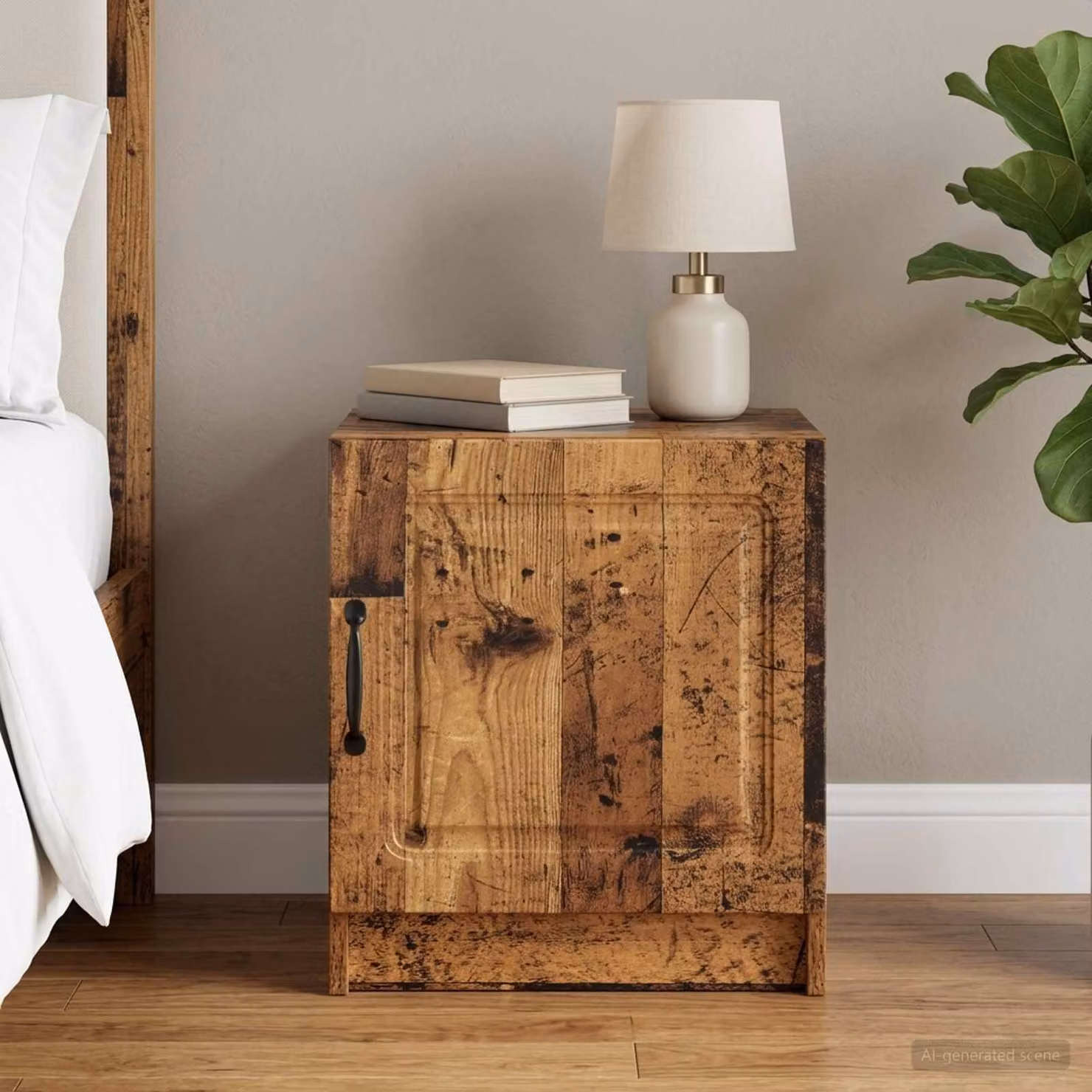 Armadio da notte vidaXL in legno stile vintage, colore marrone e nero, L 43 cm x P 34,5 cm x H 47 cm