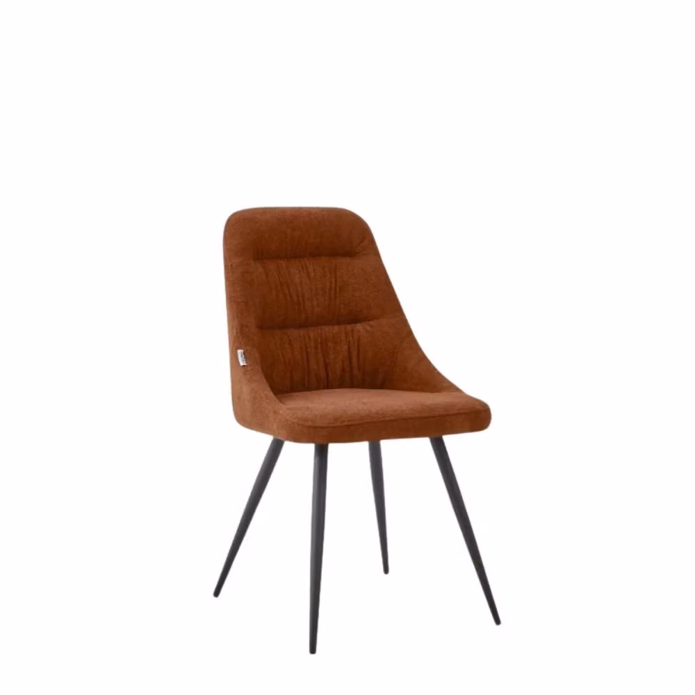 Set di 2 sedie imbottite Cascade in tessuto marrone con gambe in metallo nero per cucina, soggiorno o ufficio – 2
