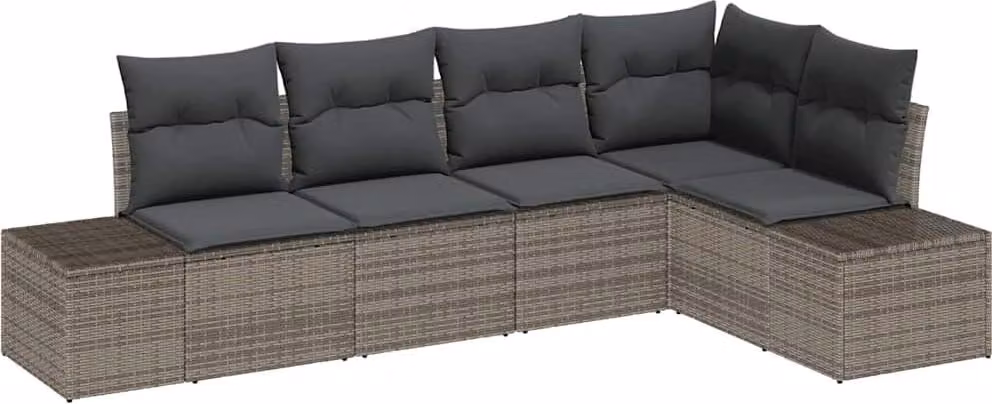 Set Divano da Giardino 5 pcs Grigio polyrattan