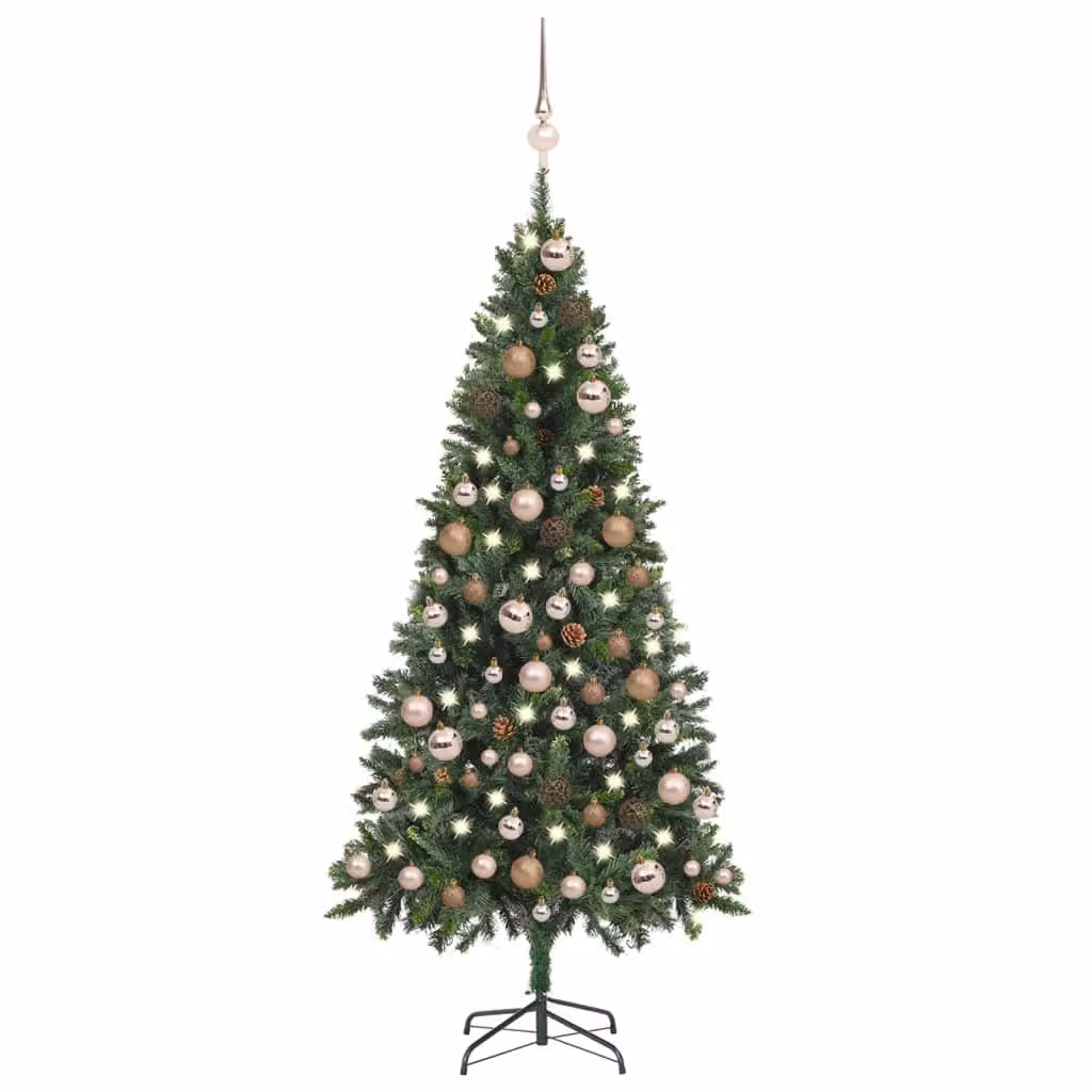 The Living Store Albero di Natale artificiale con luci, pigne e baubles 180 cm