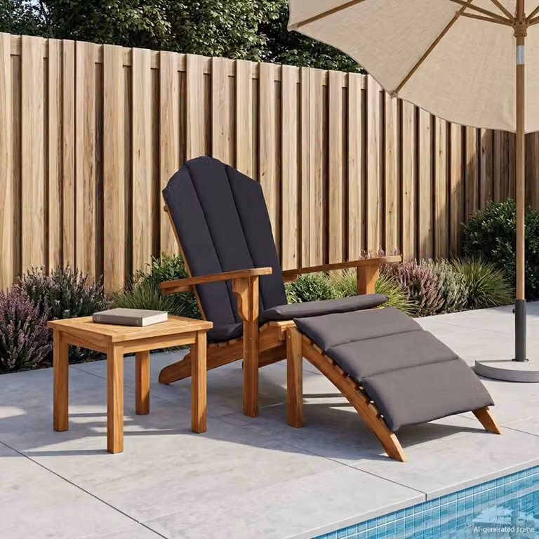 Sedia Adirondack da giardino con poggiapiedi vidaXL in legno di teak disponibile in marrone o grigio
