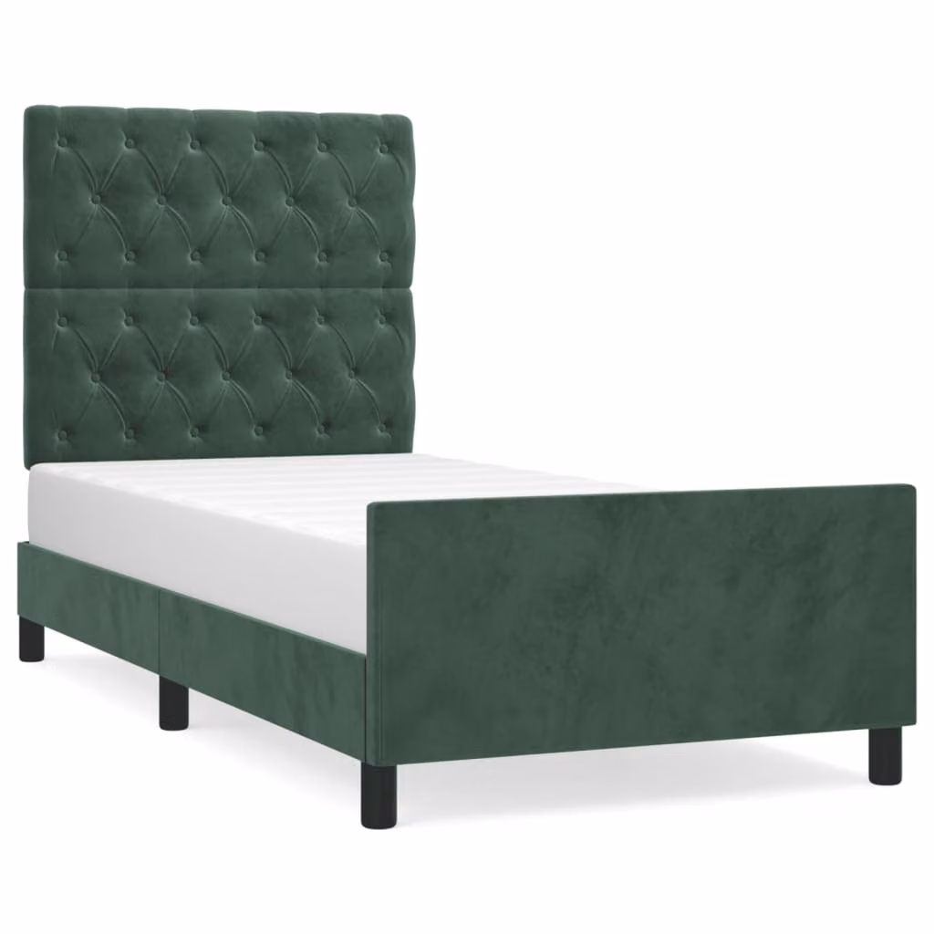 Giroletto senza Materasso Verde Scuro 80x200 cm in Velluto