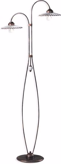Piantana Classica L&aposAquila Metallo E Ceramica Nero Sfumato Rame 2 Luci E27