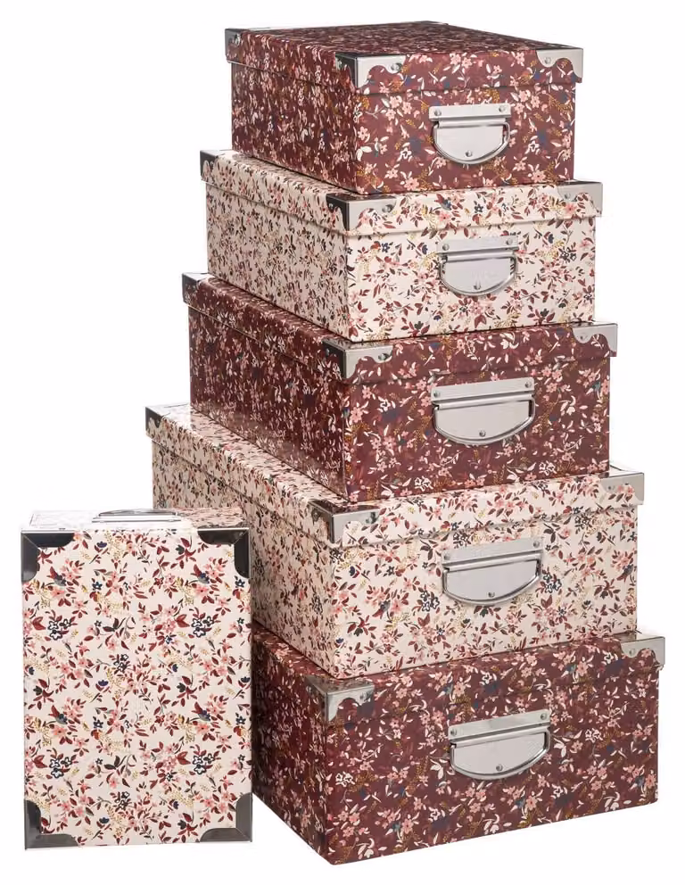 Set di scatole decorative di diverse dimensioni, rosa, 4 pezzi