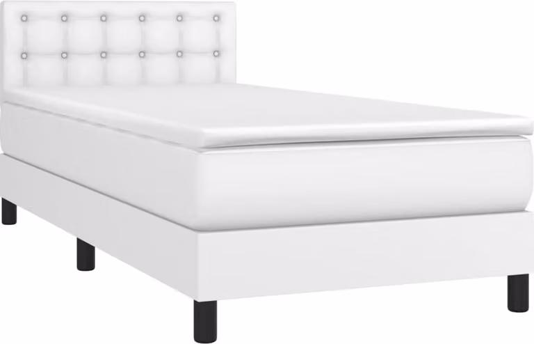 Giroletto a Molle con Materasso Bianco 90x200 cm in Pelle finta
