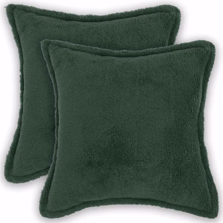 Set di 2 federe vidaXL HOUTEN in tessuto bouclé verde scuro, L 40 x P 40 cm