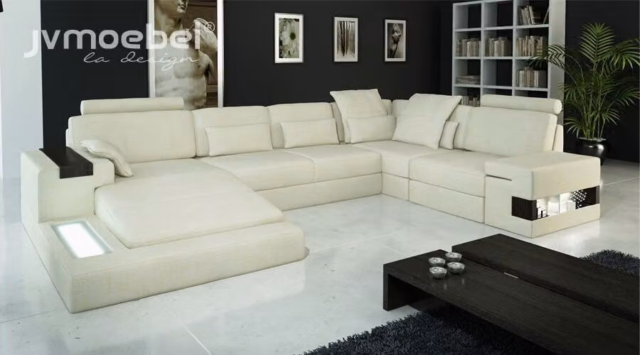 Ecksofa U-Form Couch Design Polster Textil Wohnlandschaft Bettfunktion Stoff