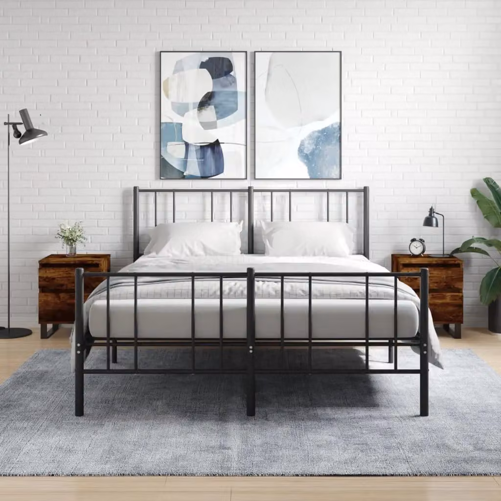 Set di 2 comodini vidaXL in legno multistrato Rovere Fumo, design moderno da parete, L 40 cm x P 35 cm x H 50 cm