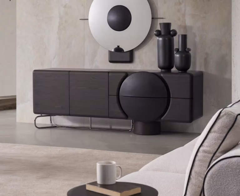 Designer Schwarzes Sideboard Moderne Wohnzimmer Holzmöbel