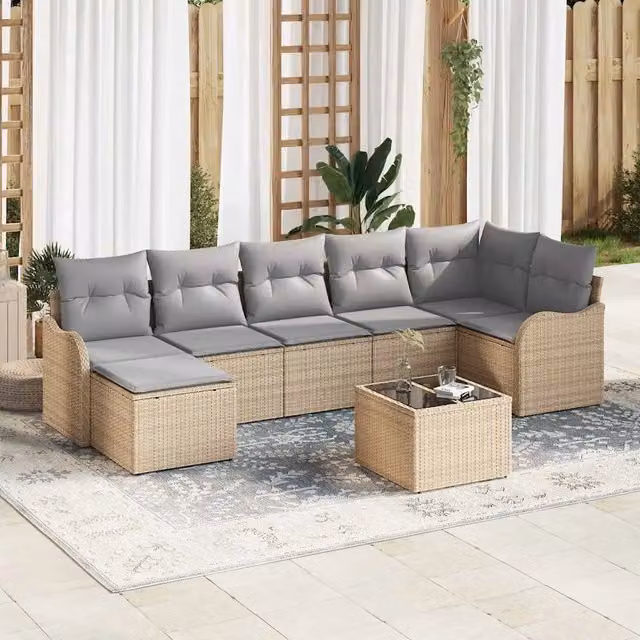Set Divano da Giardino Beige polyrattan 3345800