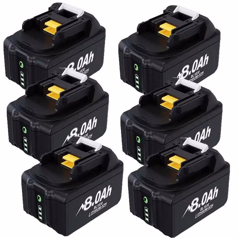 Batteria ricaricabile al litio, capacità di 8000 mAh, tensione di 18 V, confezione da 6 batterie da 8,0 Ah