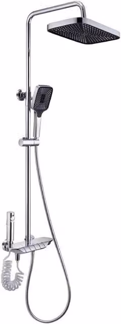 Trade Shop - Set Saliscendi Bagno Colonna Doccia Rubinetto Soffione Doccetta Bidet Cromato 87343 -