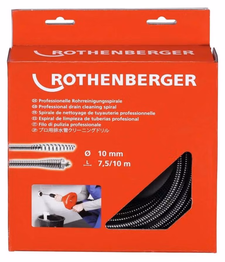 Utensile a spirale ROTHENBERGER lunghezza 10 m albero-Ø 10 mm con testa ad artiglio