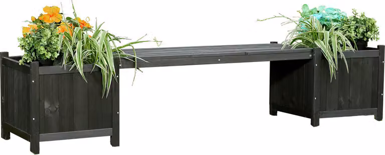 Panchina da giardino con fioriere in legno impregnato 180×40×40 cm - Marrone