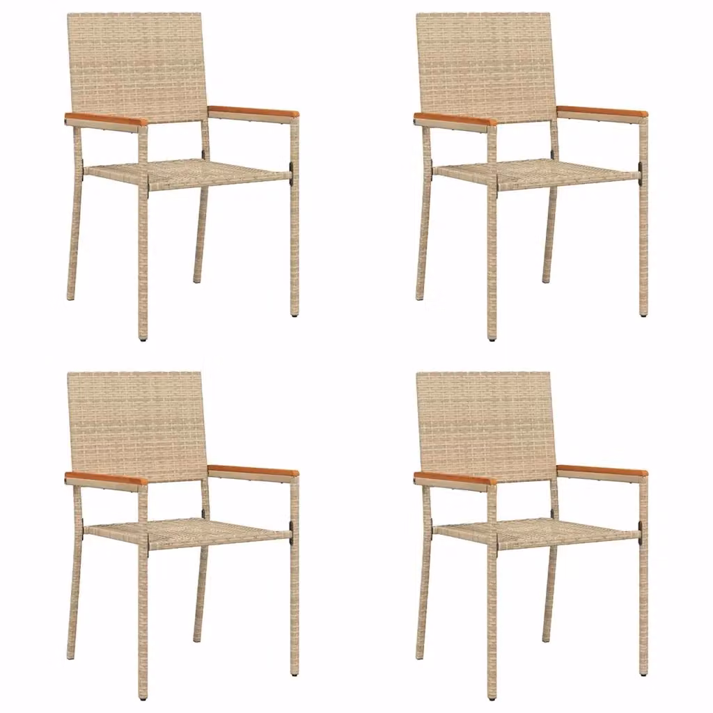 Set di 4 sedie impilabili da giardino vidaXL in polyrattan e legno di acacia, colore beige e marrone – 2
