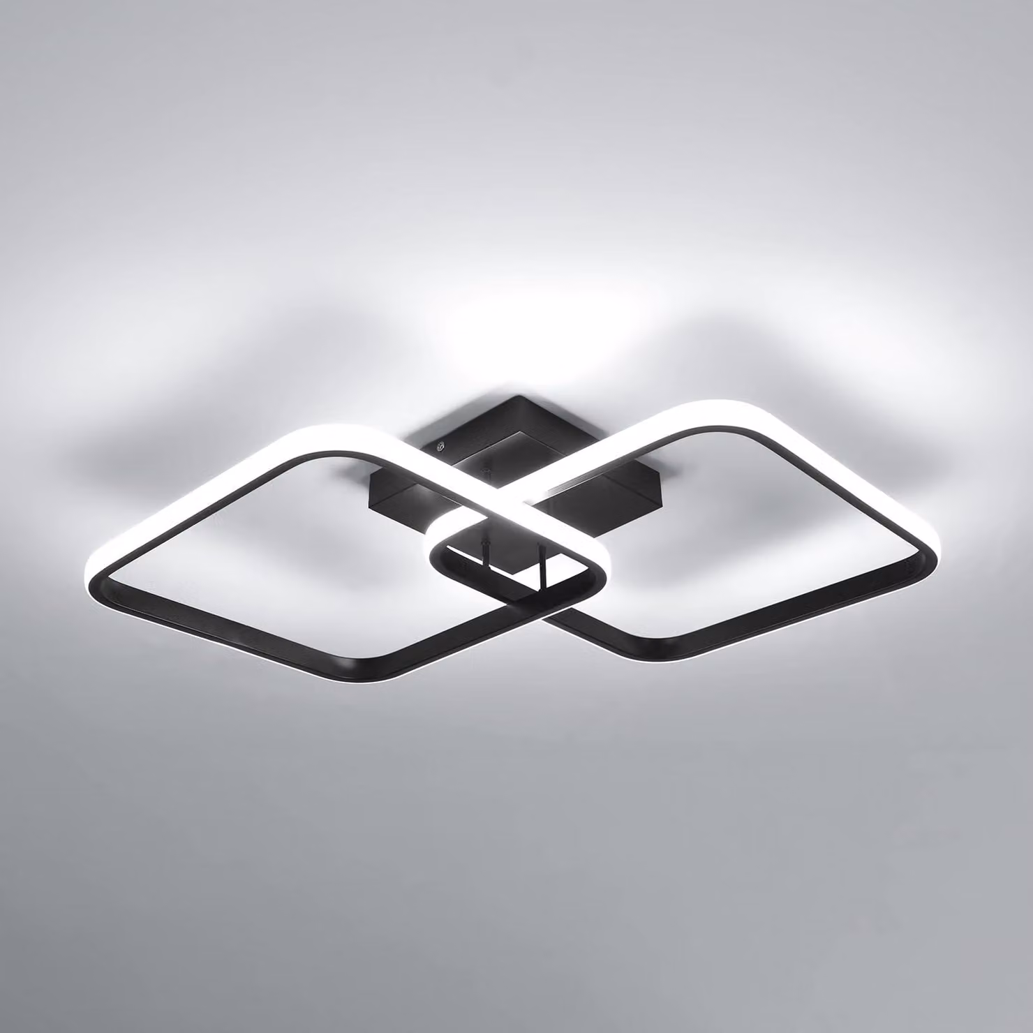 Lampada a soffitto LED Toolight, 42W, 4725 lumen, 6500K, colore nero, diametro 59 cm, ideale per la cucina