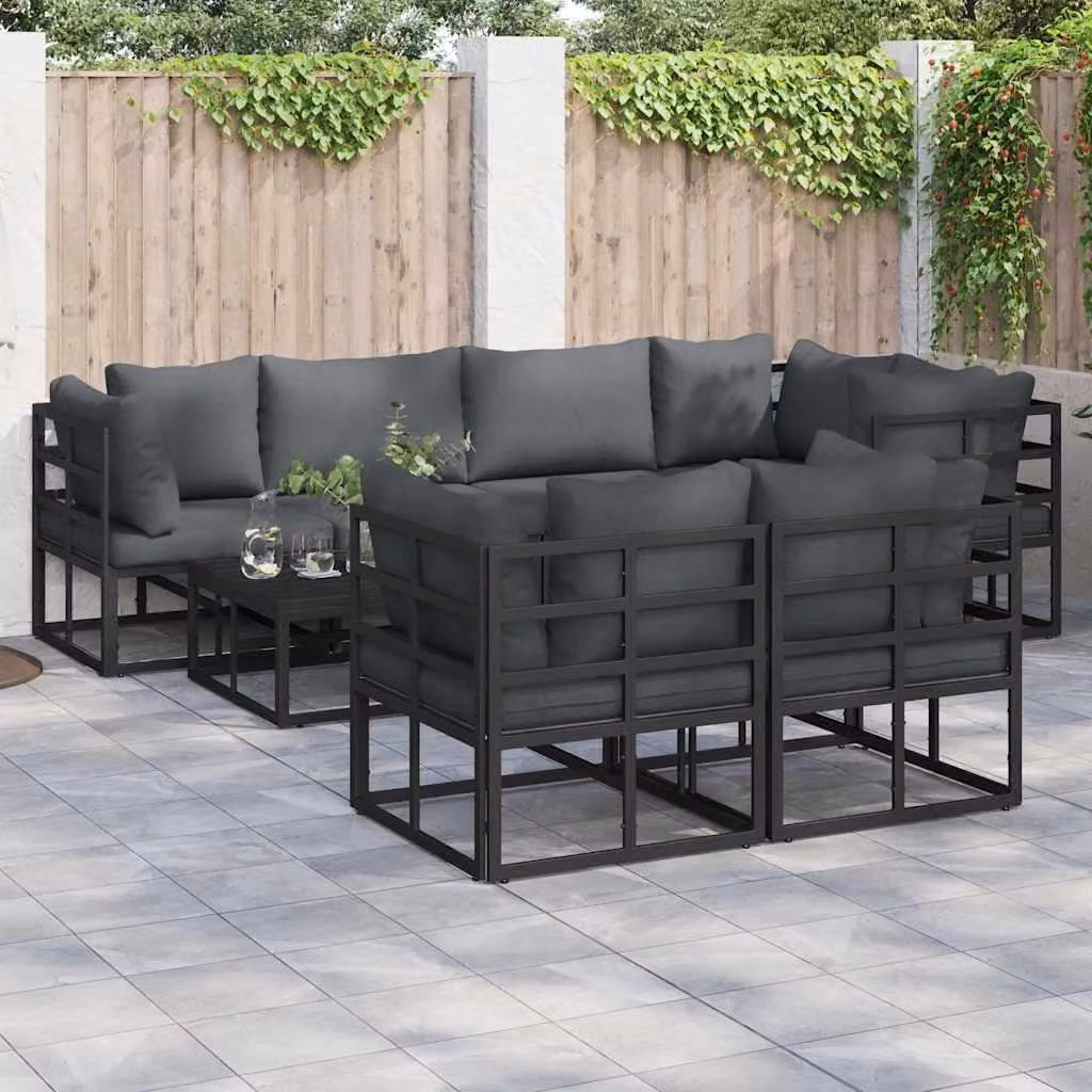 Maison Exclusive - Set da giardino composto da 7 pezzi, divano, acciaio nero