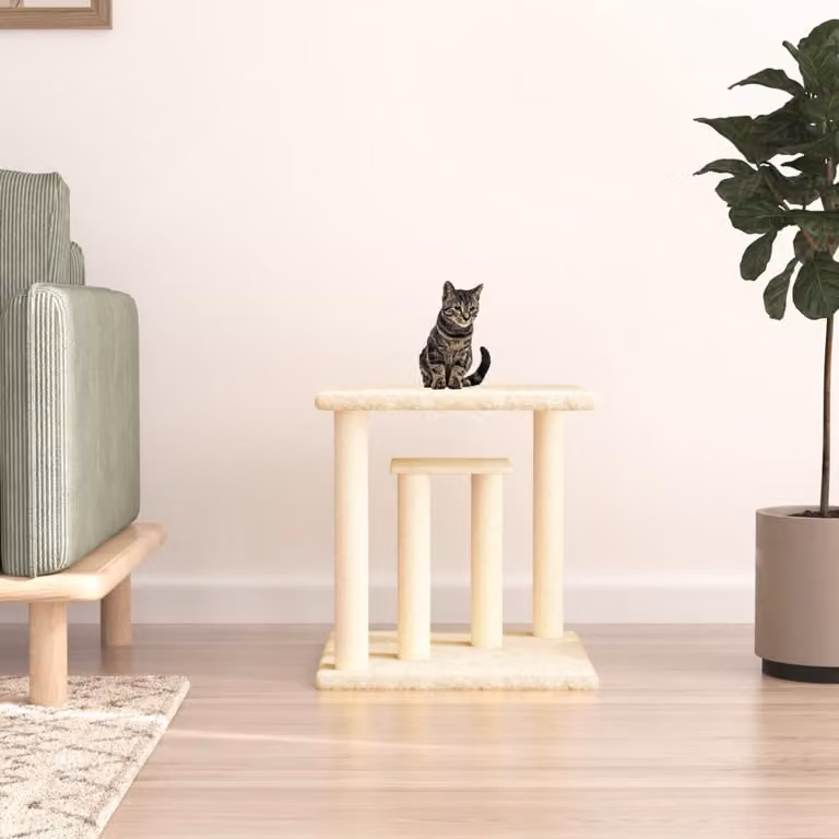 vidaXL Tiragraffi per Gatti con Piattaforme in Sisal e Legno, Colore Beige, H: 50 cm