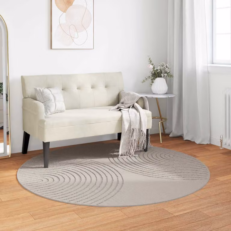 Tappeto rotondo moderno vidaXL GALATI color beige in poliestere, Diametro: 160 cm