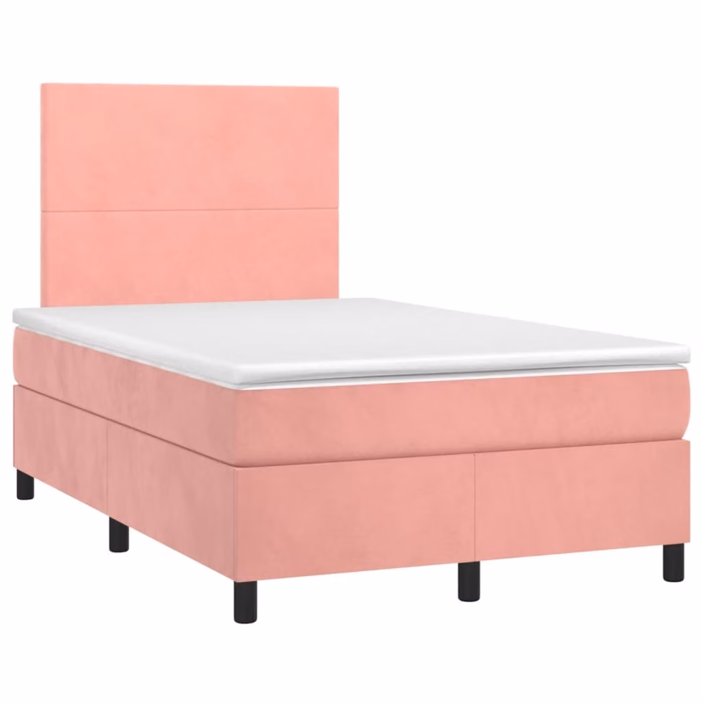 Giroletto a Molle con Materasso Rosa 120x200 cm in Velluto
