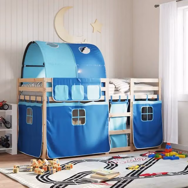 Letto a castello per bambini vidaXL in legno massello di pino blu L/P: 200 x 80 cm – 1