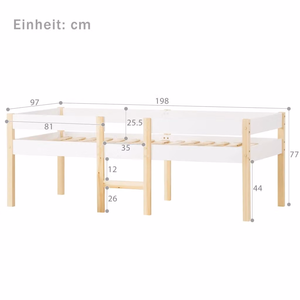 Letto per bambini CIPACHO in legno di pino e MDF, bianco e rovere, stile scandinavo, 90x190 cm – 2