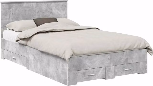 Letto matrimoniale | Letto per adulti | Struttura del letto con testiera Grigio cemento 135 x 190 cm