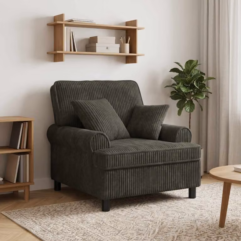 Poltrona XL moderna vidaXL in tessuto antracite con cuscini in schiuma e braccioli