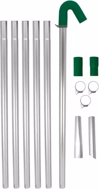 Kit di aspirazione per grondaie a lunga portata Monster Shop in alluminio e silicone color argento, lunghezza 7,2 m – 1