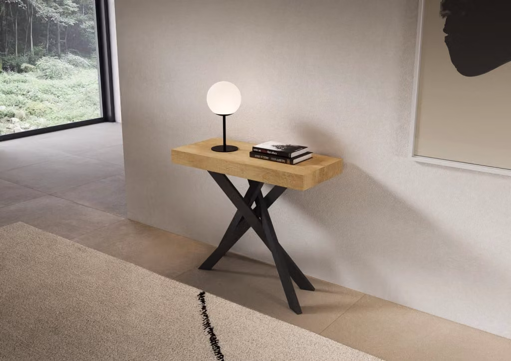 Consolle allungabile Saki Small Premium in quercia natura con gambe antracite L/P/H: 90 x 40 / 196 cm – 2