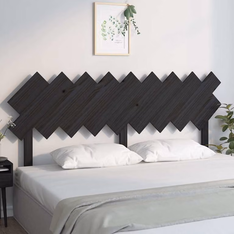 Testiera per letto vidaXL in legno massello di pino nero, stile rustico, L: 178 cm, P: 3 cm, H: 80,5 cm