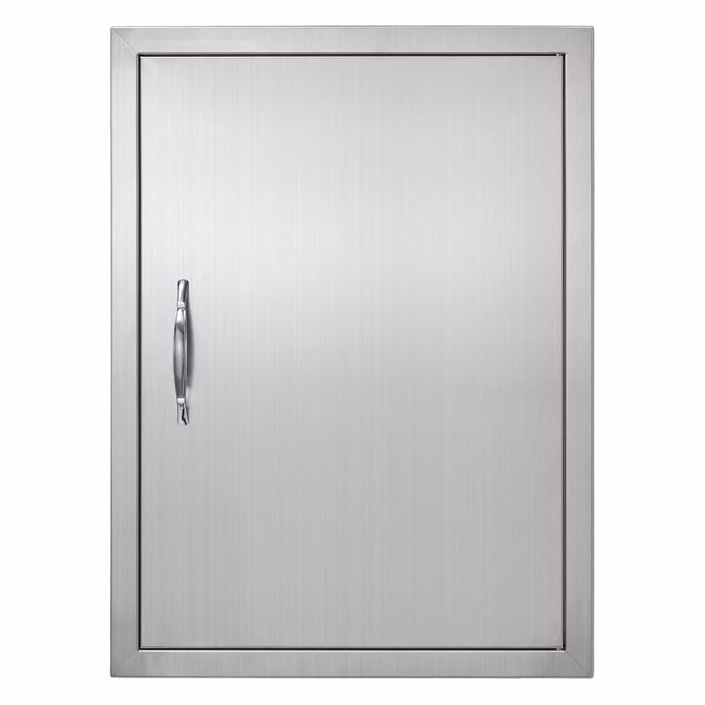 "Porta di accesso al barbecue - Porta singola per cucina esterna 508 x 686 mm - Porta in acciaio inox ad incasso - Porta verticale a parete con maniglia - per isola barbecue, stazione barbecue, mobile esterno"