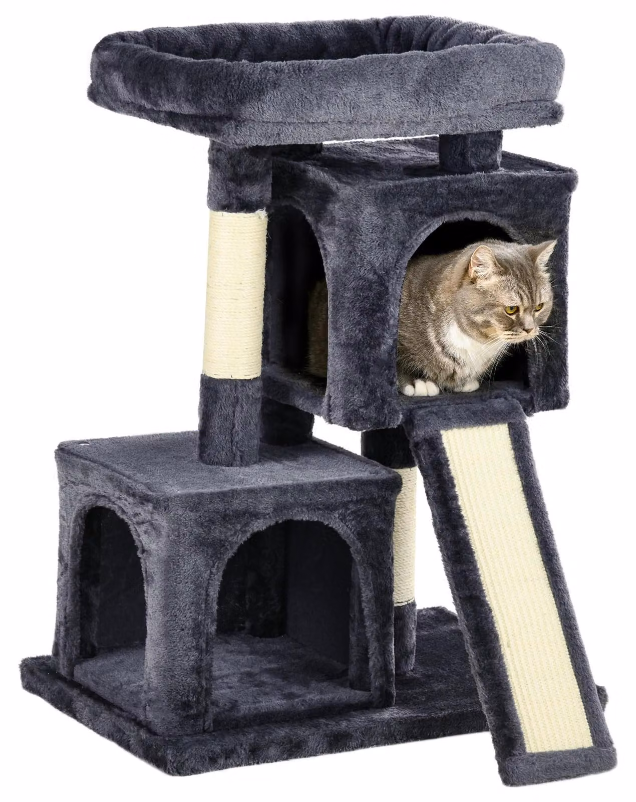 PawHut Tiragraffi per gatti con colonne in sisal, grigio scuro