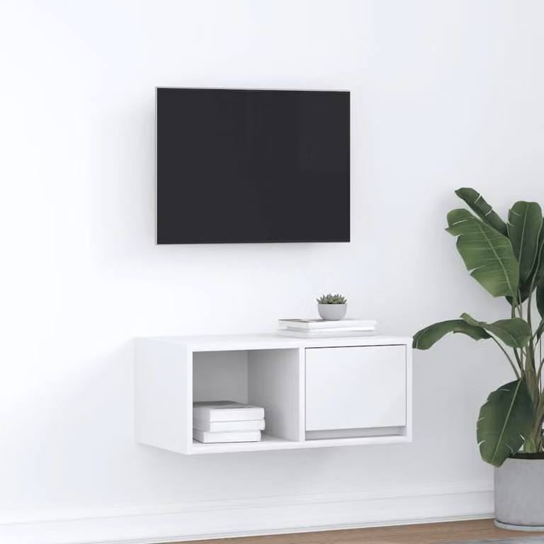 vidaXL Mobile Porta TV Bianco in Legno Multistrato L: 60 cm, P: 31 cm, H: 25,5 cm