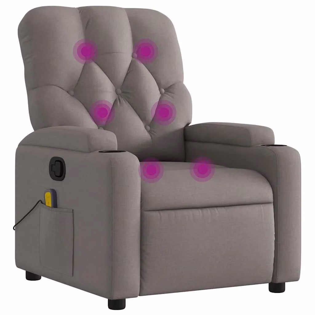 Poltrona Reclinabile Relax vidaXL in Tessuto Beige e Grigio con Braccioli e Regolazione Manuale – 2