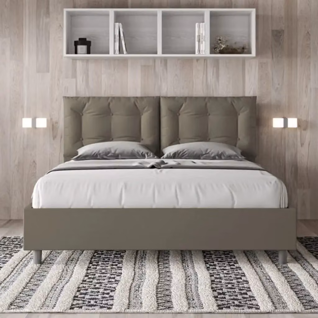 Letto matrimoniale contenitore Ityhome Annalisa imbottito in similpelle color marrone L/P/H: 160 x 200 x 110 cm – 2