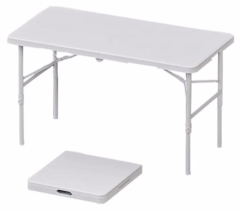 Tavolino pieghevole - Tavolo da campeggio e da giardino in plastica - 122 x 60 cm - Altezza regolabile - Struttura in metallo robusta - Maniglia per il trasporto