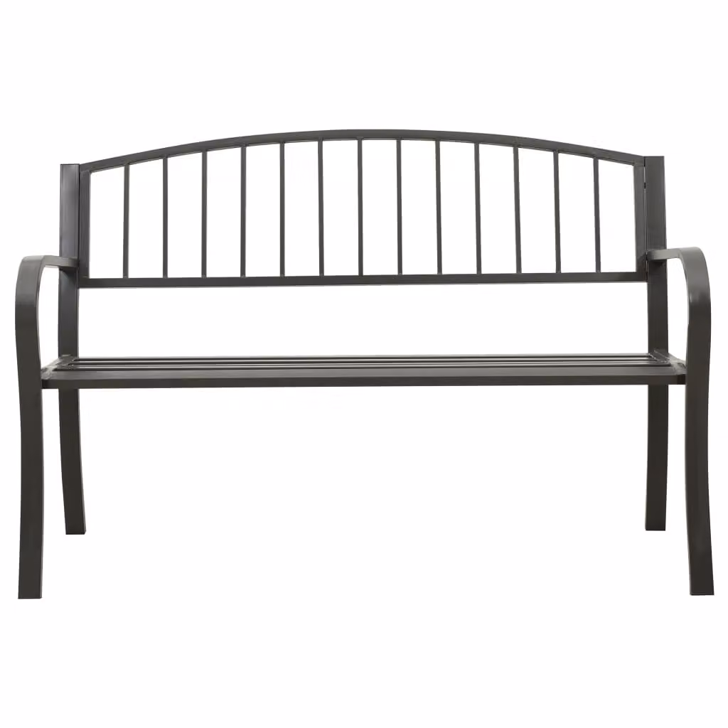 Panchina da giardino grigia 120 cm in acciaio