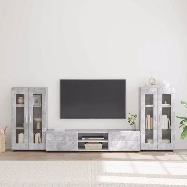 Set mobile TV FLORIN 3 pz Grigio cemento Legno ingegnerizzato 3397937