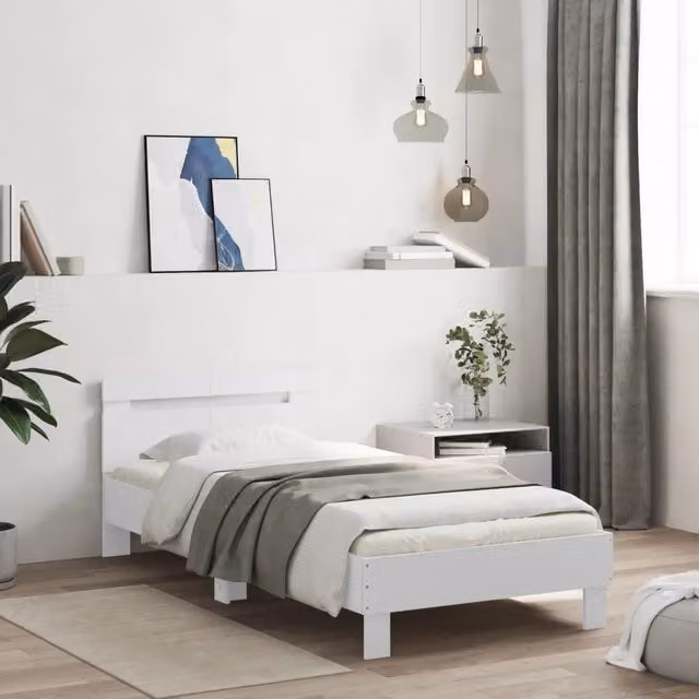 Giroletto con Testiera-Struttura Letto con testiera Bianco 100x200 cm in Legno Multistrato 426640