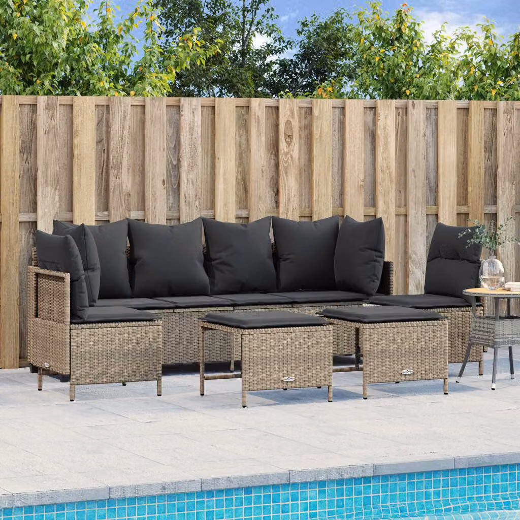 Maison Exclusive - Set Divano da Giardino 5pz con Cuscini Grigio Chiaro Polyrattan