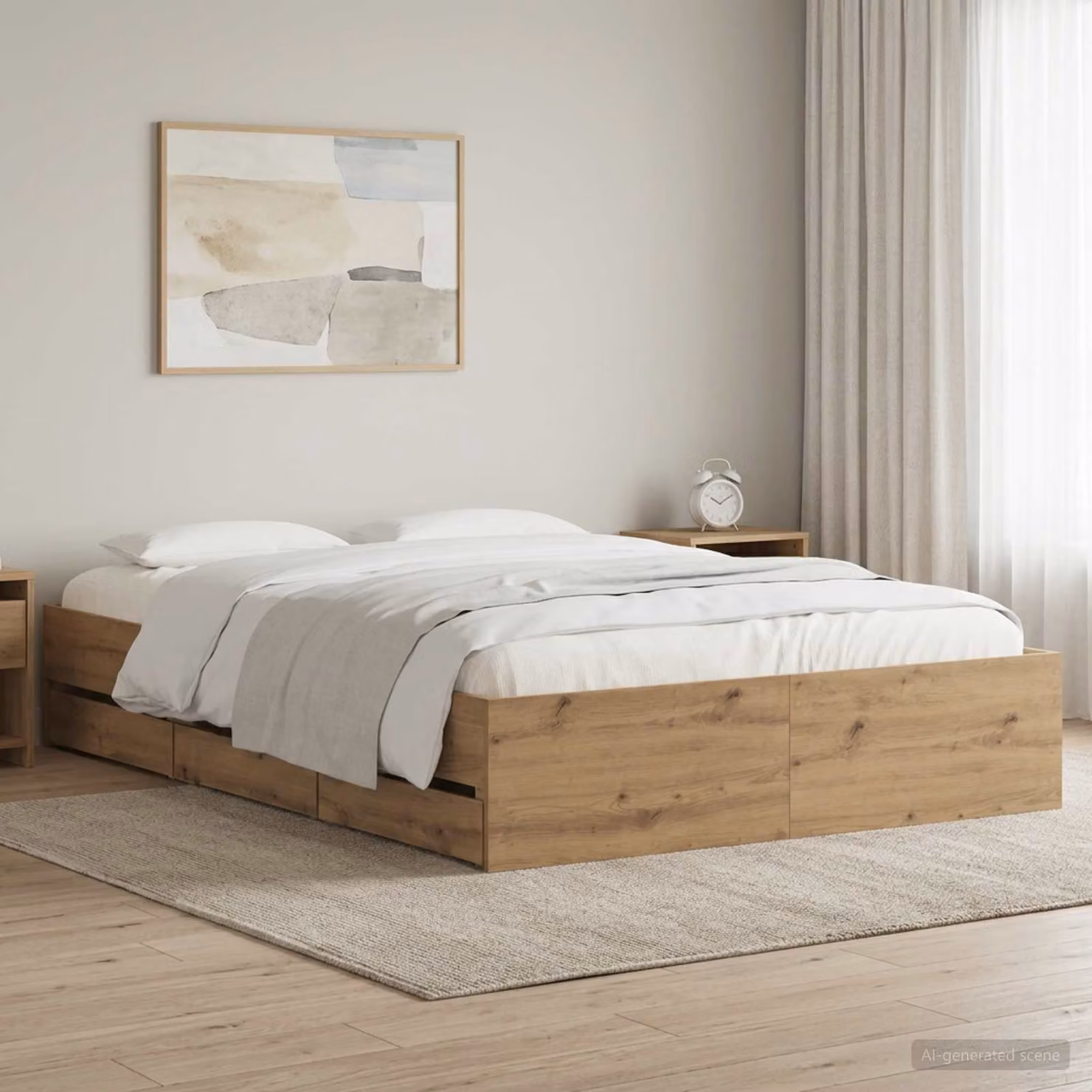 vidaXL Letto con contenitore e cassetti in Rovere Artigianale, Marrone, L/P/H: 160 x 200 x 140 cm