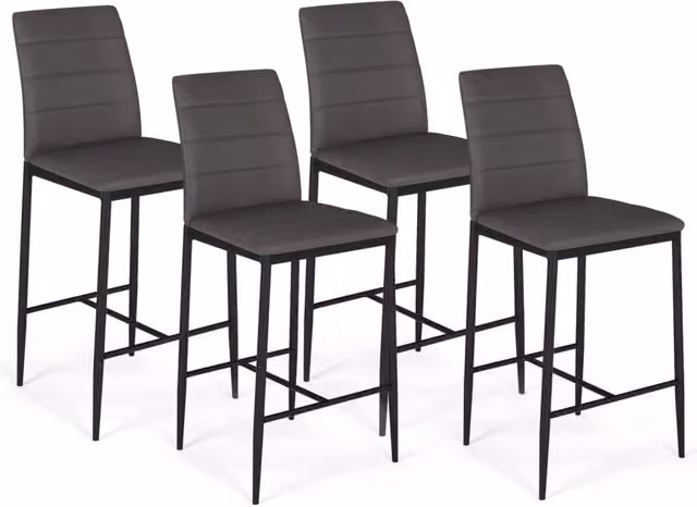 Set di 4 sgabelli da bar imbottiti IDMarket ROMANE in PVC grigio con design contemporaneo – 1