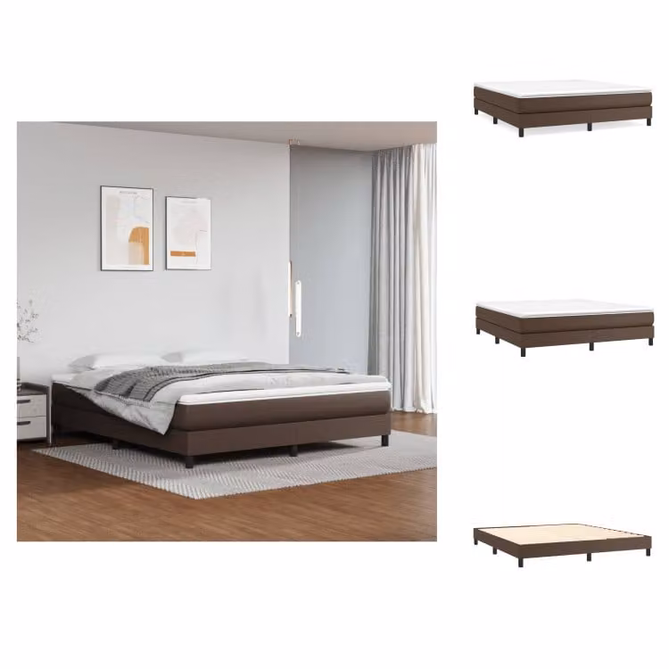 vidaXL Letto a molle insacchettate marrone 180x200 cm in Pelle finta - Letti & strutture letto