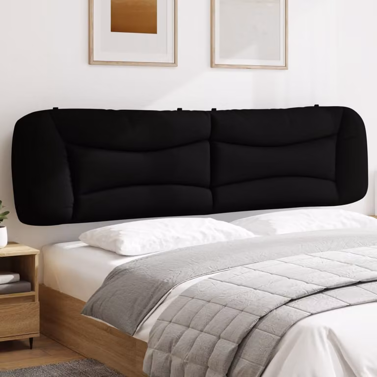 Cuscino Testiera vidaXL Hvar Nero in Tessuto, L: 200 cm