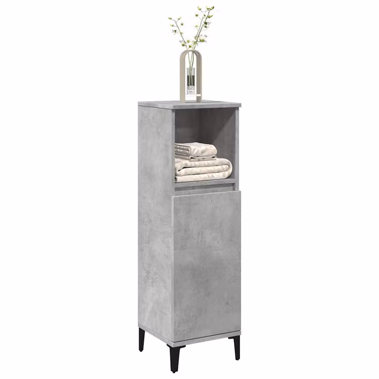 Armadietto da bagno moderno vidaXL Grigio con ripiani interni e ante a battente, L/P/H: 30 x 30 x 100 cm