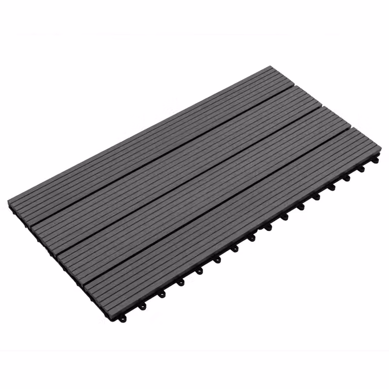 Set di 6 piastrelle per decking vidaXL in WPC colore nero, L: 60 cm x P: 30 cm