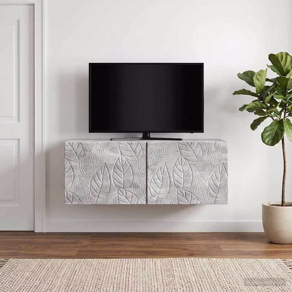 vidaXL Mobile Porta TV da Muro in Legno Grigio Vintage L/P/H: 98 x 41 x 30 cm